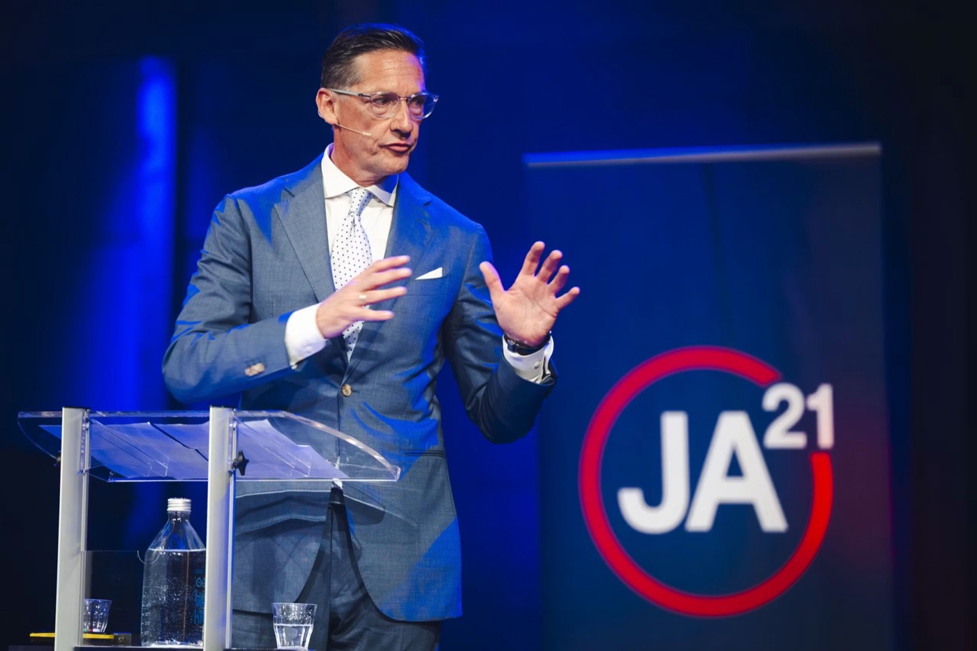 Joost Eerdmans van JA21 tijdens een debat